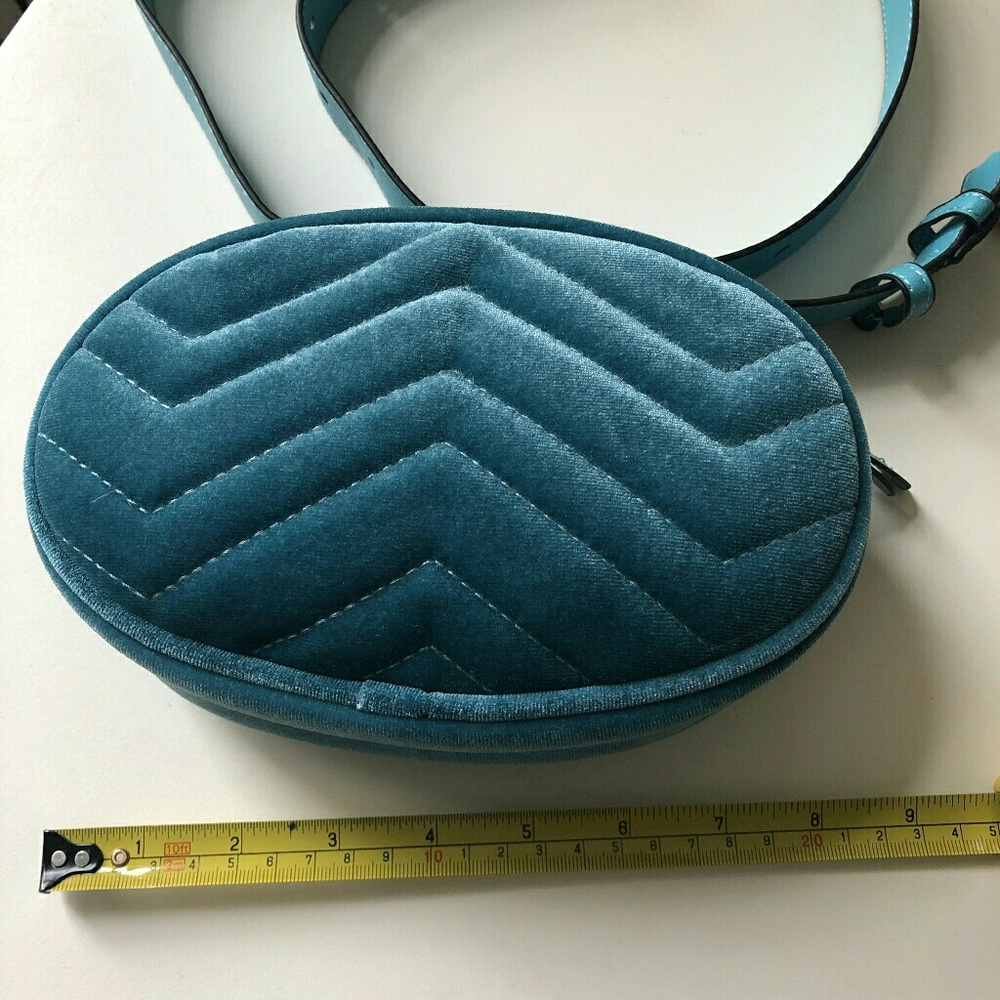 velvet blue messenger belt bag